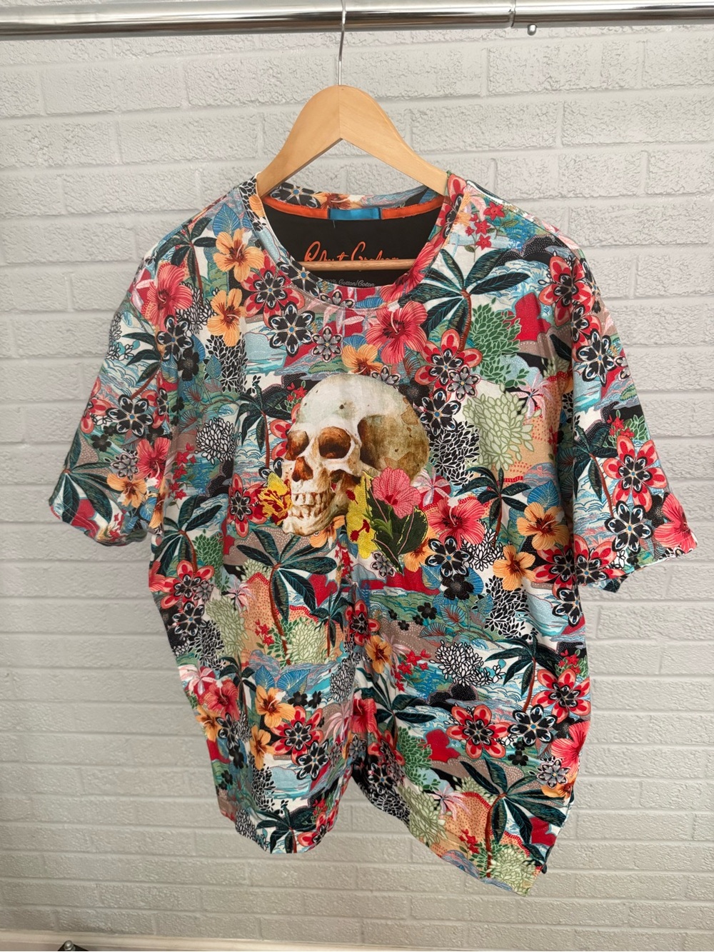 Robert Graham Multicolor Skull & Tropical Floral Short Sleeve Shirt